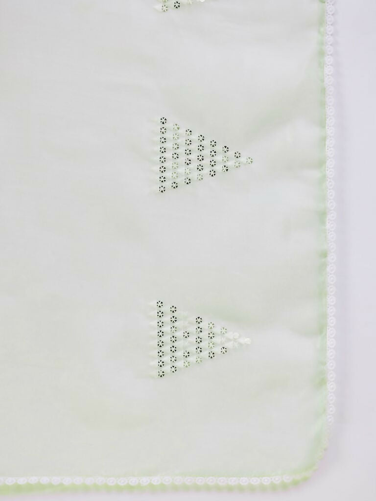 Green Tissue Slub Embroidered Saree with Unstitched Blouse - Vairagi | Grab2Buy