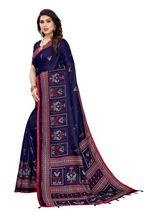 Vamika Embroidery Navy Jute Silk Saree (Jhulka Navy) | Grab2Buy