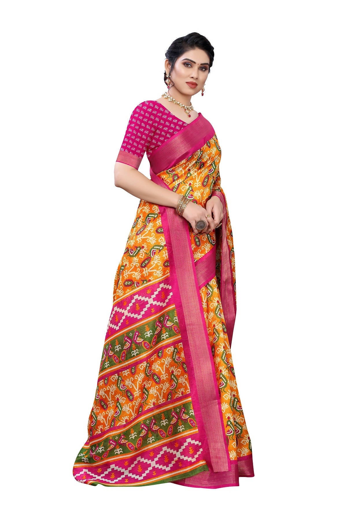 Vamika Mustard Linen Jari Border Saree (JANKI MUSTARD) | Grab2Buy
