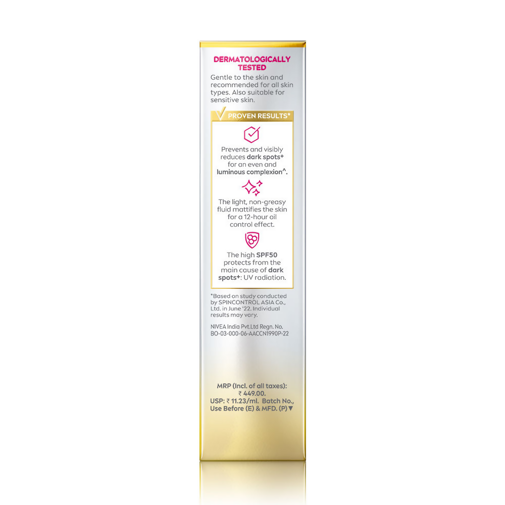 Nivea Luminous Even Glow Oil Control Day Cream SPF 50 | Grab2Buy