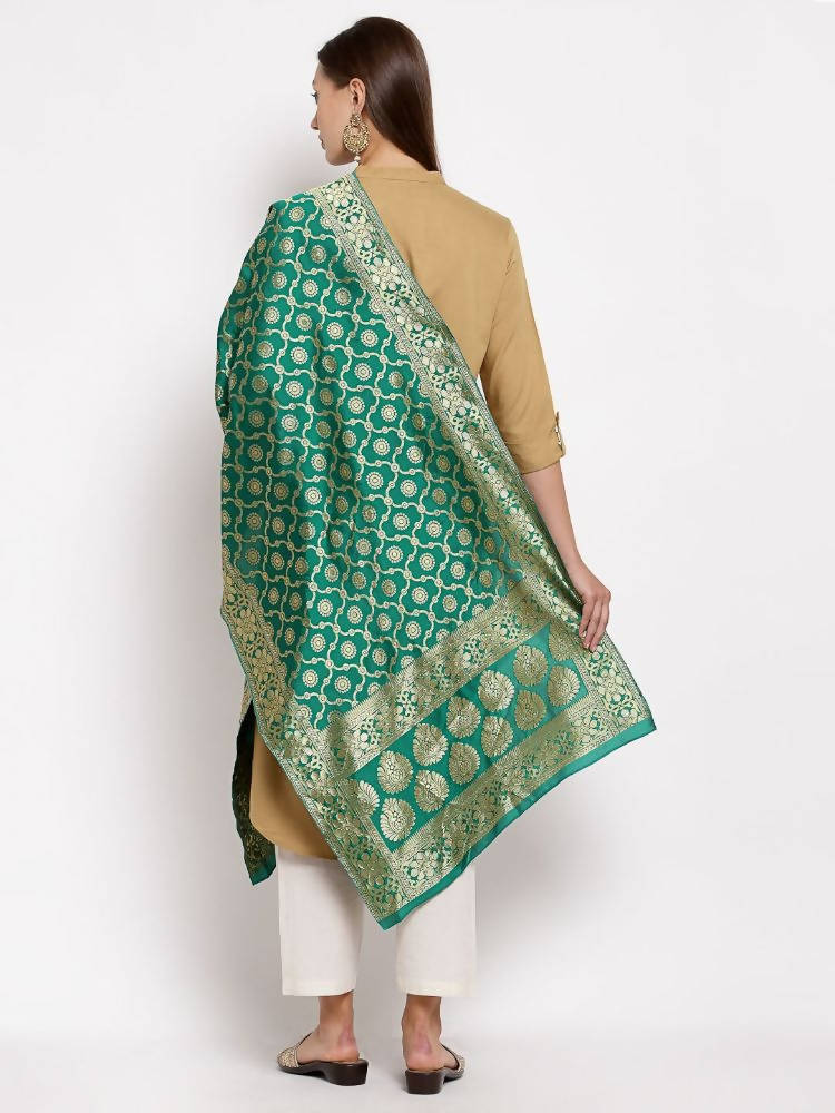 Myshka Women's Green Silk Print Casual Dupatta | Grab2Buy