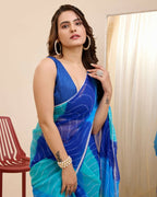 Blue Georgette Designer Printed Ready To Wear Saree - Ibiza | Grab2Buy
