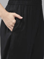 Yufta Black Ethnic Motifs Printed Kurta with Palazzo | Grab2Buy