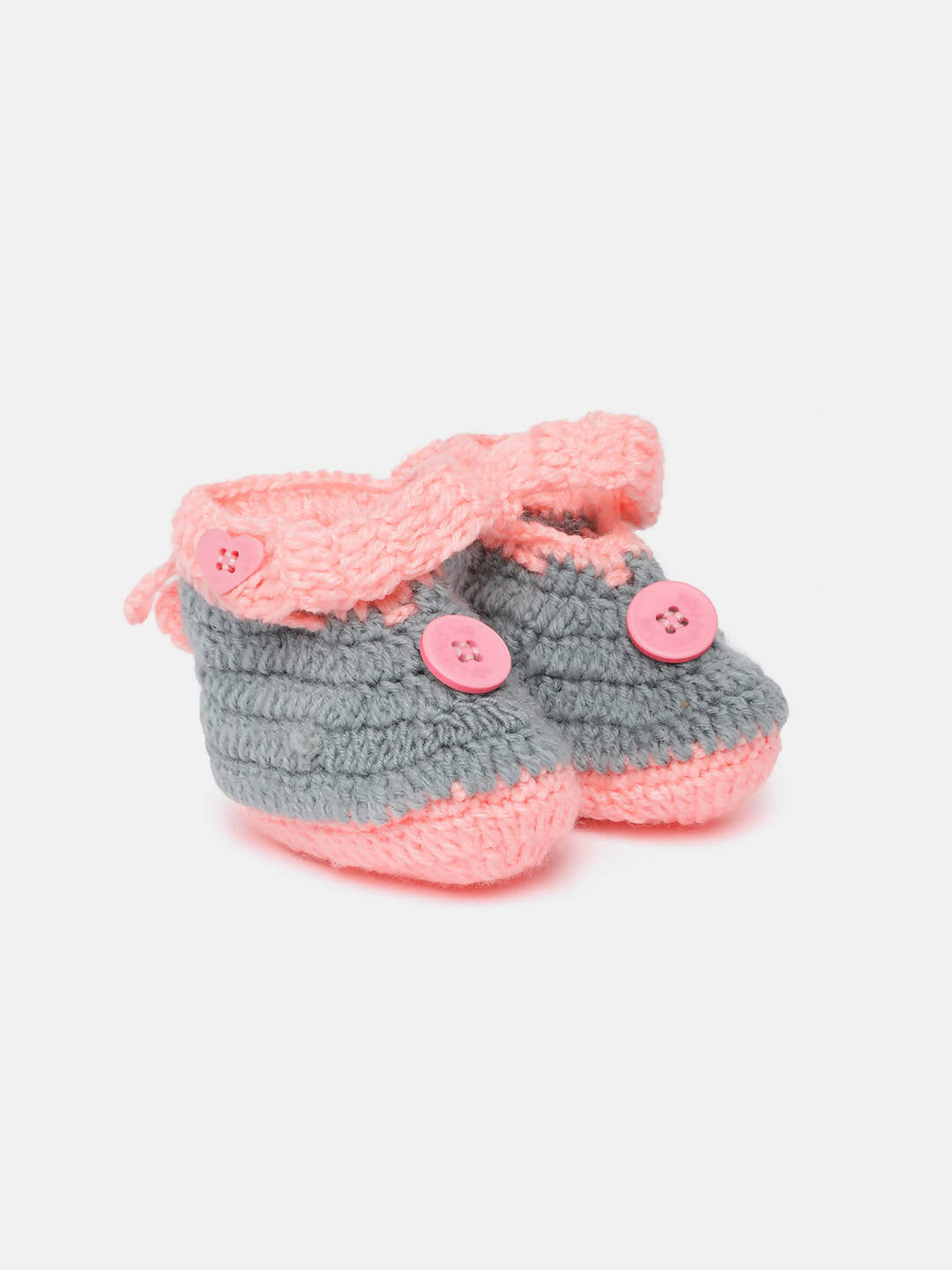 Chutput Kids Woollen Hand Knitted Self Desgin Detailed Booties - Grey | Grab2Buy