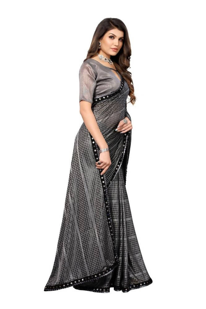 Vamika Grey Lycra Knitted Saree | Grab2Buy