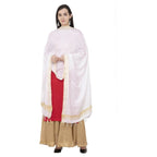 A R Silk Golden Border Regular Dupatta Color White Dupatta or Chunni | Grab2Buy