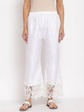 Myshka Women's White Cotton Solid Casual Trouser | Grab2Buy