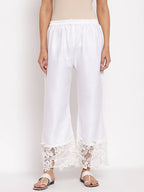 Myshka Women's White Cotton Solid Casual Trouser | Grab2Buy