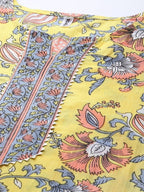 Yufta Yellow printed kurta with Palazzo & Dupatta Set | Grab2Buy