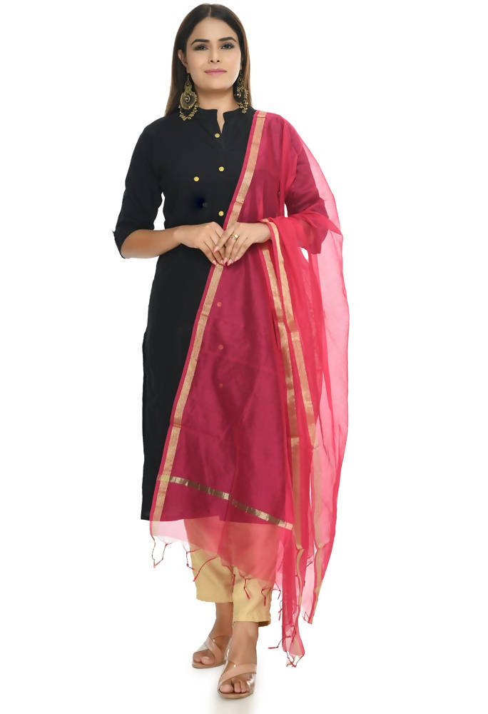Mominos Fashion Magenta Banarsi Piping Dupatta | Grab2Buy