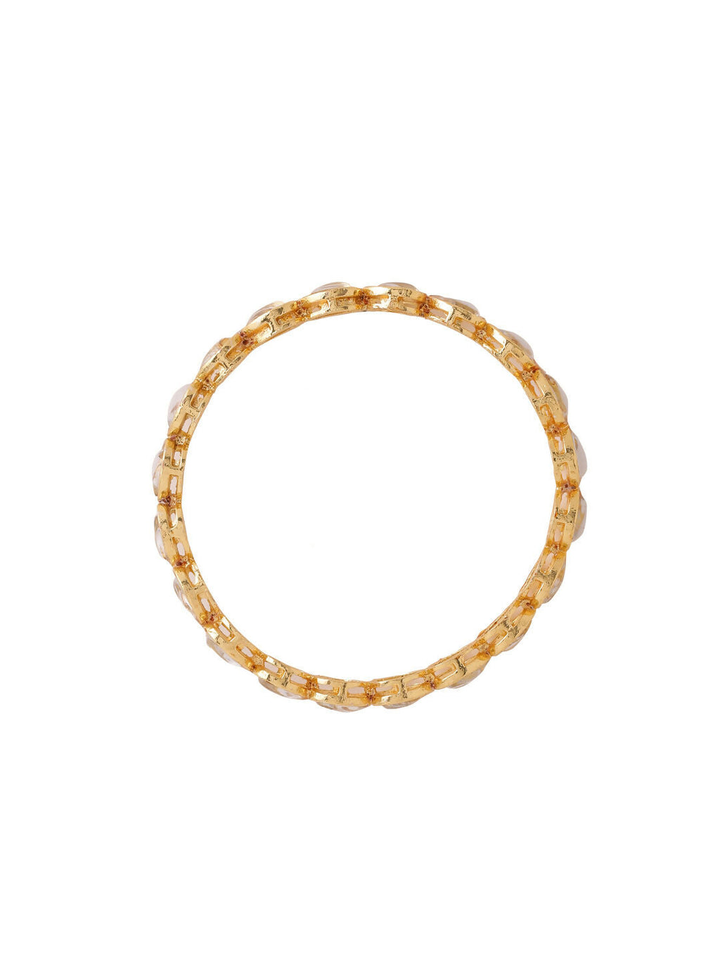NVR Women's Set of 4 Gold-Polished Kundan Studded Traditional Bangles | Grab2Buy
