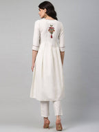 Yufta Women Off-White Yoke Design Kurta with Trouser | Grab2Buy