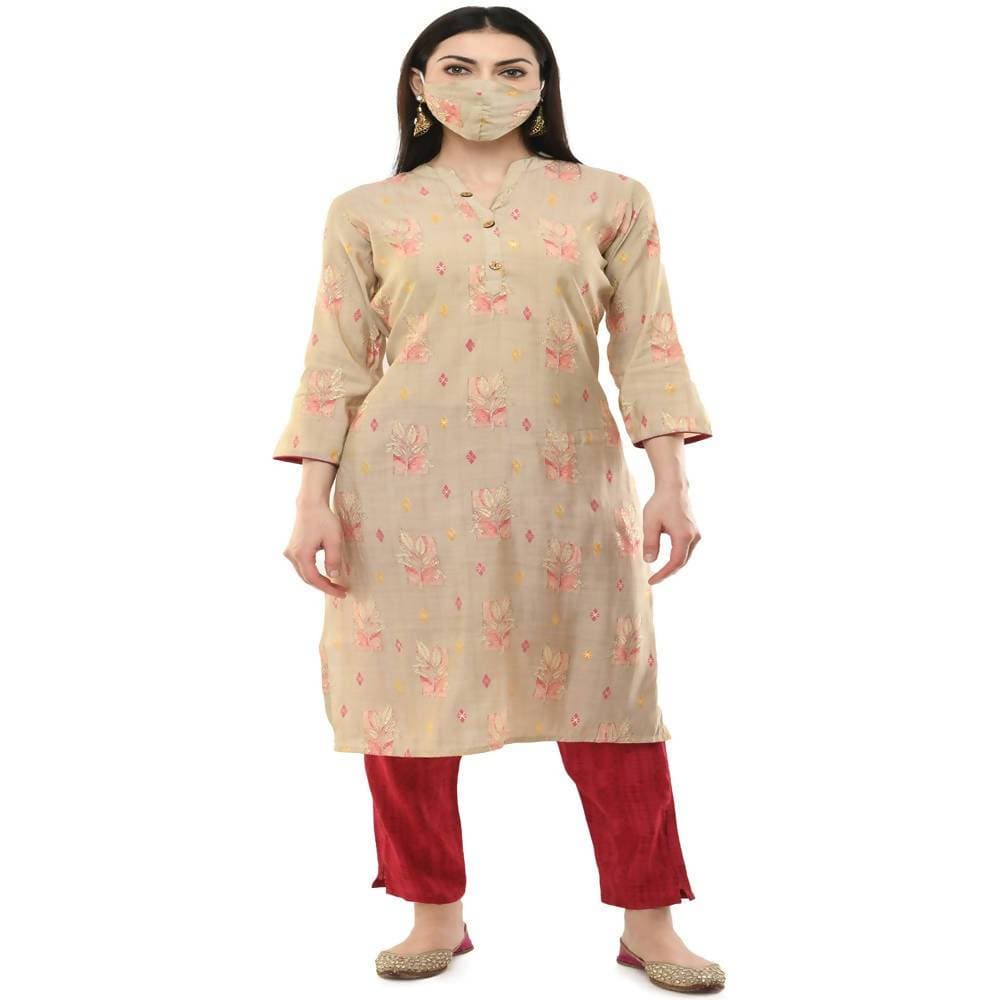 Lagi Women's Pink Printed Straight Kurta & Pant (MC45A) | Grab2Buy