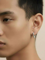 NVR Men's Silver Plated Geomatric Shaped Stud Earrings | Grab2Buy
