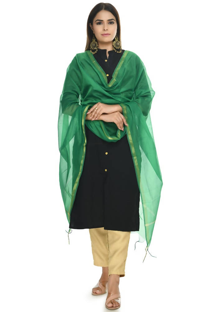 Mominos Fashion Green Banarsi Piping Dupatta | Grab2Buy