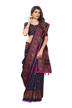 Vamika Blue Color Jute Silk Mirror Work Saree | Grab2Buy