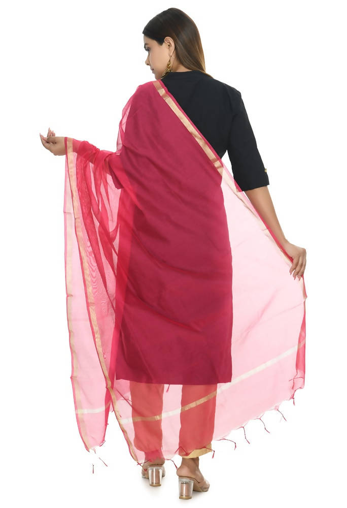 Mominos Fashion Magenta Banarsi Piping Dupatta | Grab2Buy
