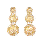 Nuyug 22K Gold Plated Stone Studded Contemporary Shaped Drop Earrings | Grab2Buy