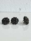 Inhanns Rangmani Crystal Duo – Adjustable Ring + Statement Earrings Set - Black | Grab2Buy