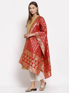 Myshka Women's Red Silk Print Casual Dupatta | Grab2Buy