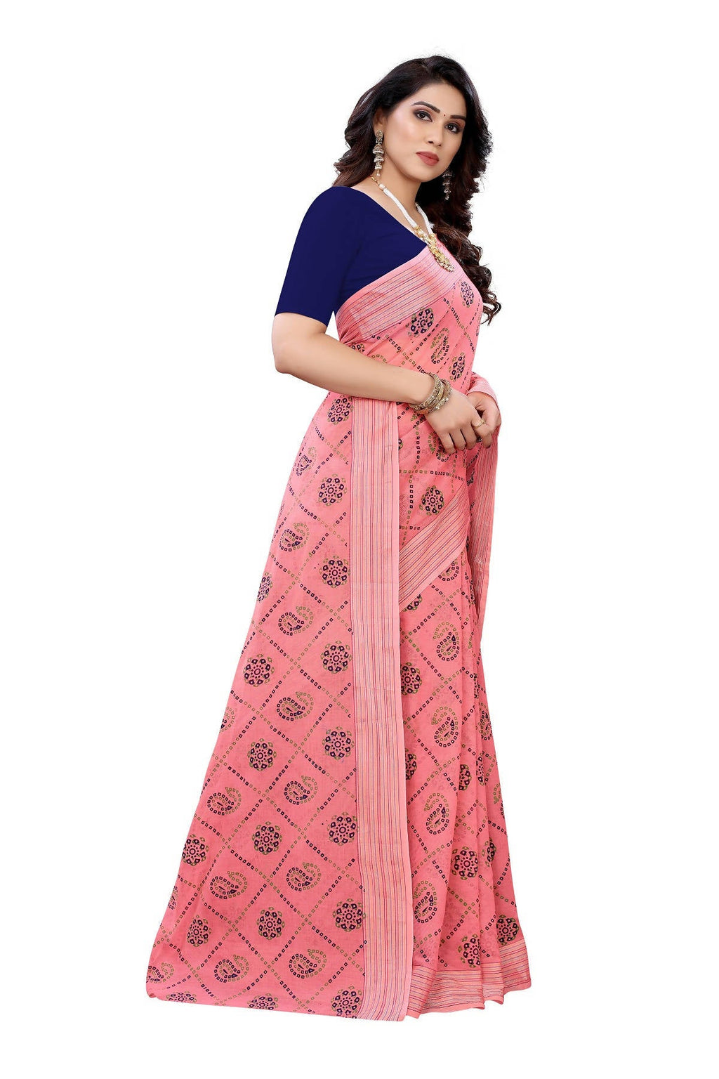 Vamika Peach Linen Jari Border Saree (CHARVI PEACH) | Grab2Buy
