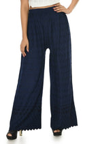 Mominos Fashion Moeza Reyon Cotton Navy Blue Chikan Work Palazzo | Grab2Buy