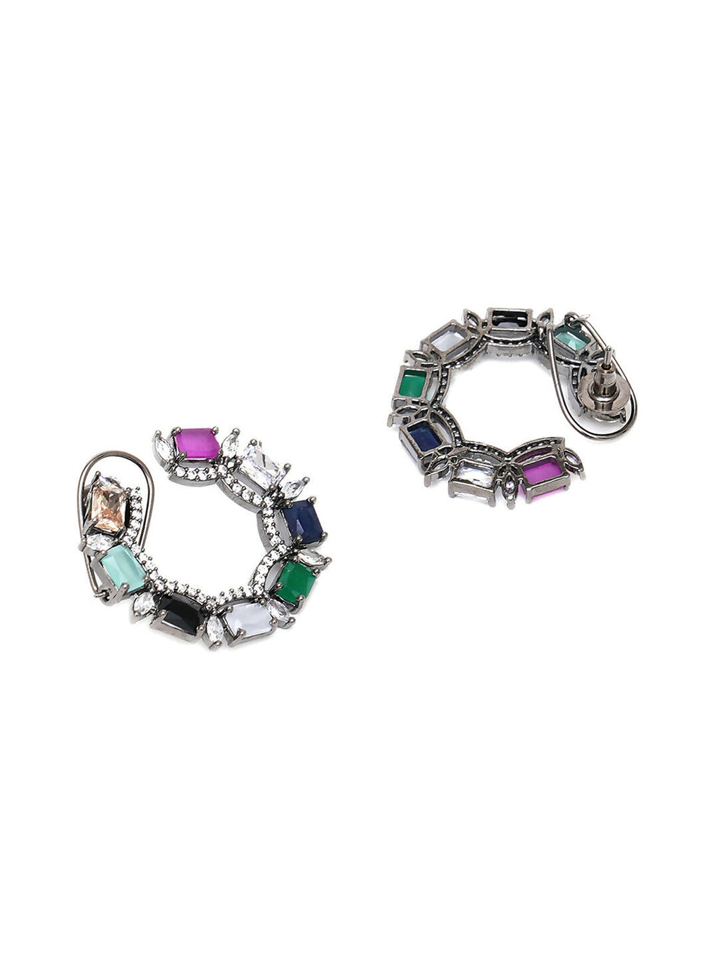 Multi Silver Stud Earrings- Ruby Raang | Grab2Buy