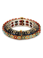 Gold-Polished Blue White Kundan Studded Pearls Beaded Bangle - Ruby Raang | Grab2Buy