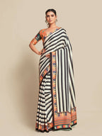 Partywear Designer Black & White Bright Moss Fancy Saree - Durga | Grab2Buy