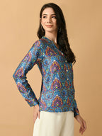 Myshka Women's Multi Satin Printed Smart Shirt | Grab2Buy