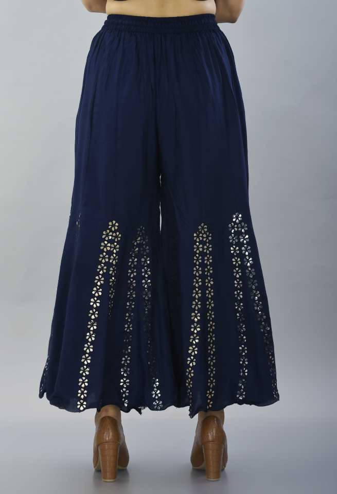 Mominos Fashion Navy Blue Mirror Palazzo | Grab2Buy