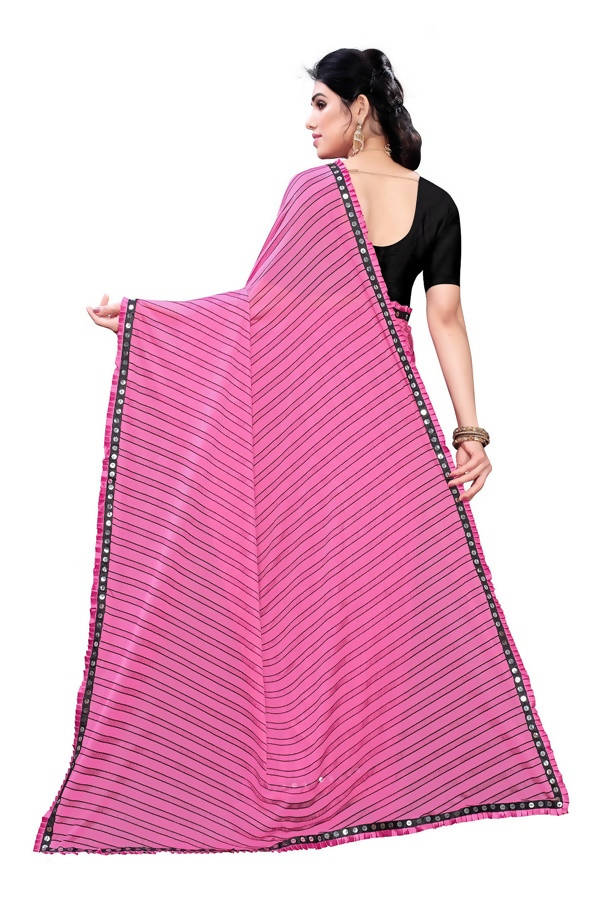 Vamika Pink Malai Silk Printed Saree (Zigzag Pink) | Grab2Buy