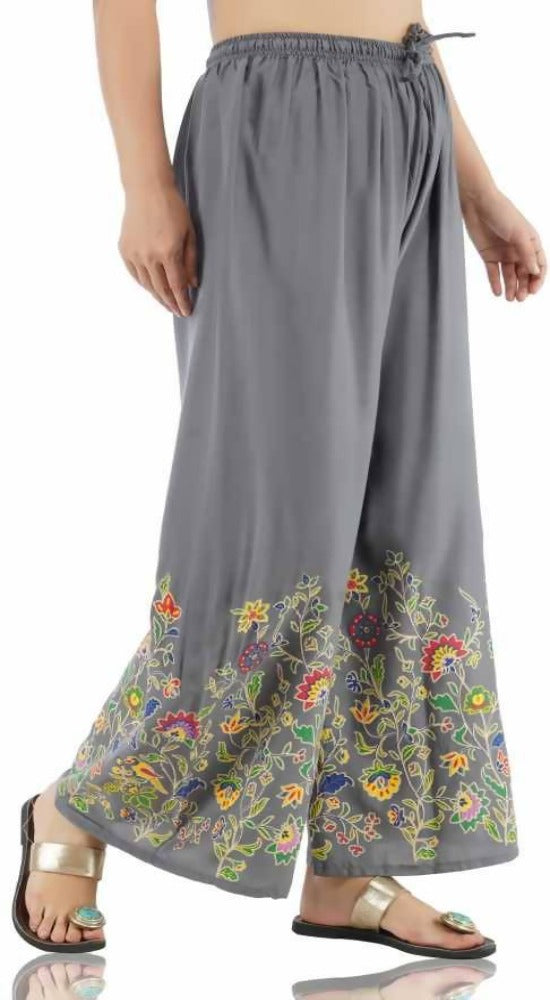 Mominos Fashion Grey Floral Design Palazzo | Grab2Buy