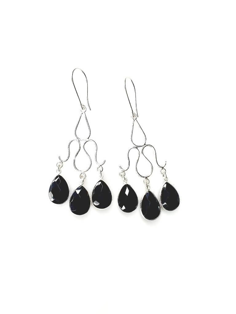 Bling Accessories Black Onyx Semi Precious Stone Earrings | Grab2Buy