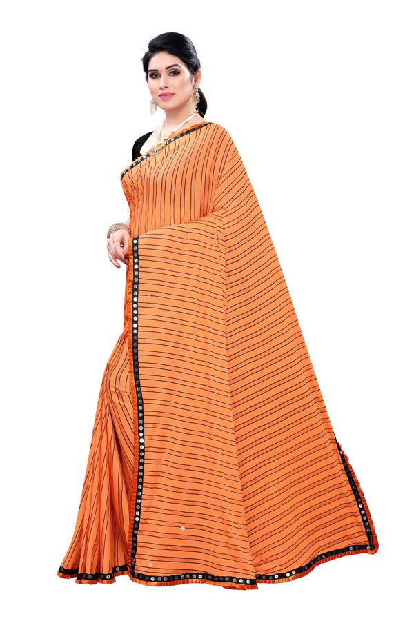 Vamika Orange Malai Silk Printed Saree (Zigzag Orange) | Grab2Buy