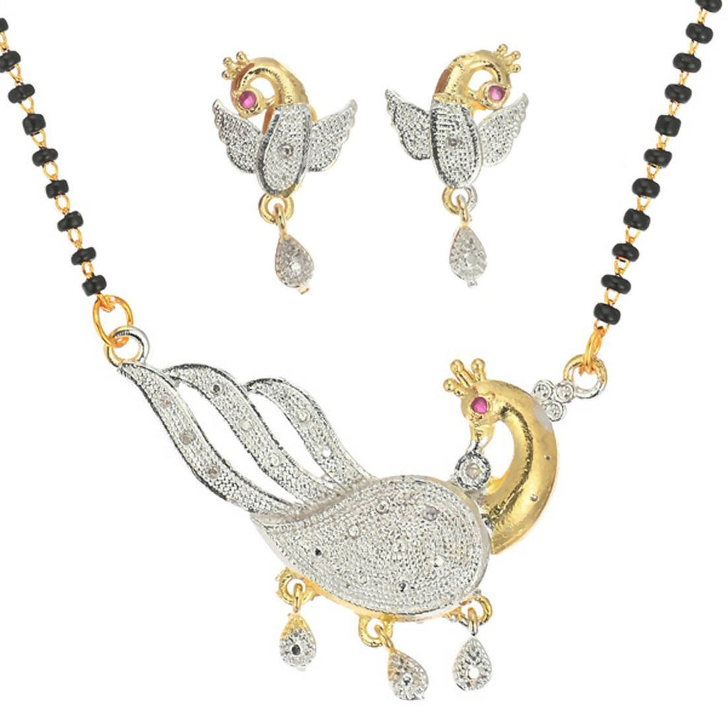 AanyaCentric Gold-Polished Mangalsutra Pendant Earring Set & Silver Plated Anklet | Grab2Buy