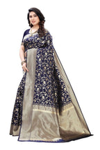 Vamika Banarasi Jacquard Weaving Navy Blue Saree (PARINITI NAVY) | Grab2Buy