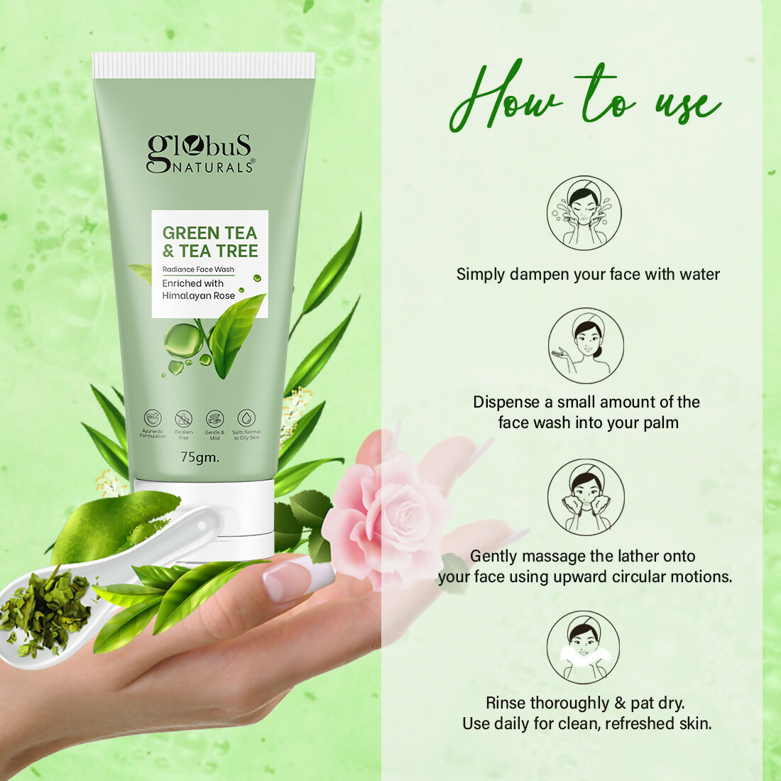 Globus Naturals Green Tea & Tea Tree Face Wash | Grab2Buy
