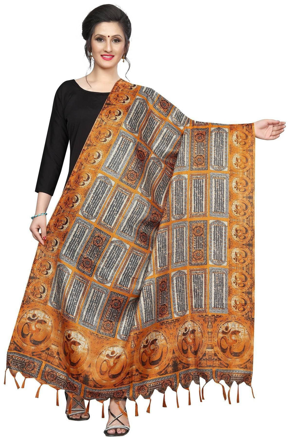 Vamika Mustard Multi Printed Khadi Bhagalpuri Dupatta | Grab2Buy