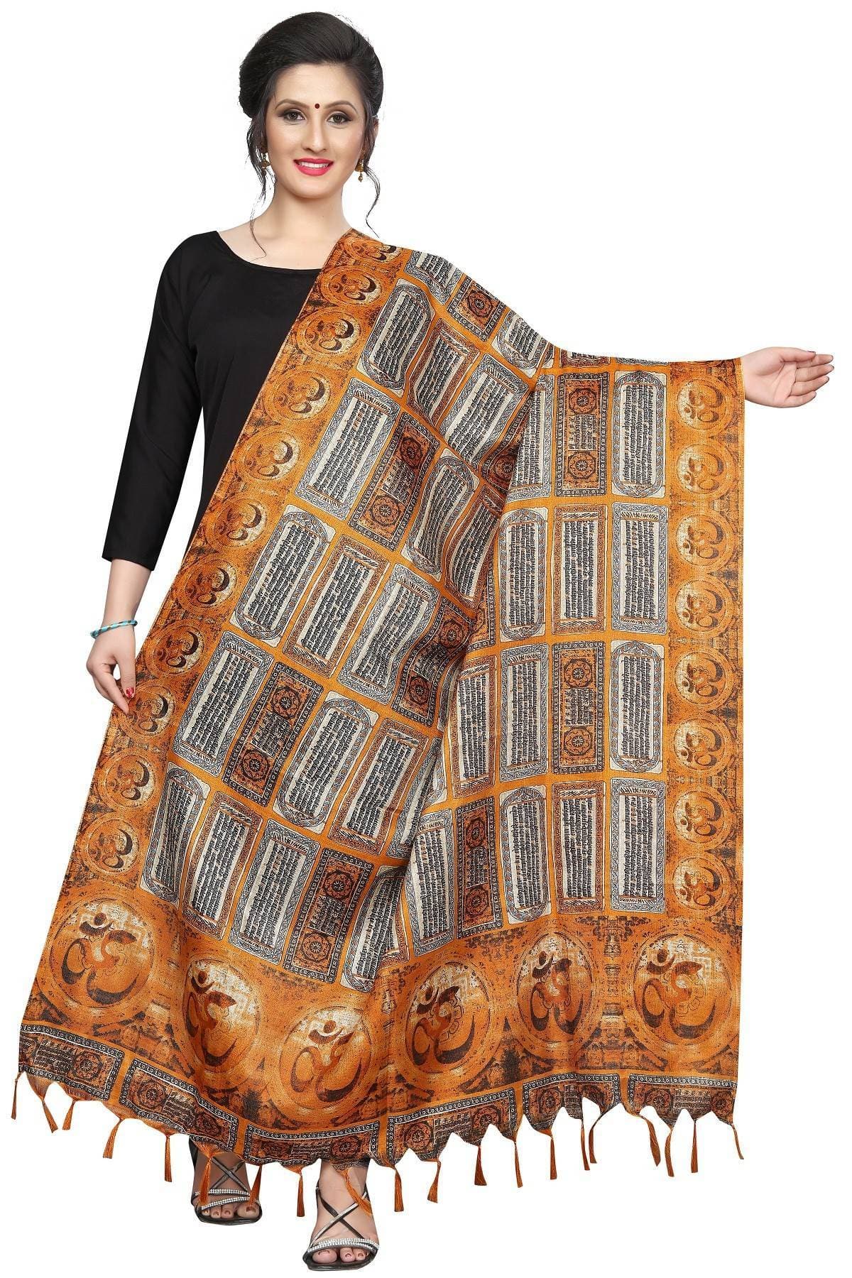 Vamika Mustard Multi Printed Khadi Bhagalpuri Dupatta | Grab2Buy