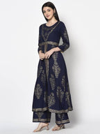 Aniyah Rayon Navy Blue Color Foil Print Anarkali Kurta (AN-192K) | Grab2Buy