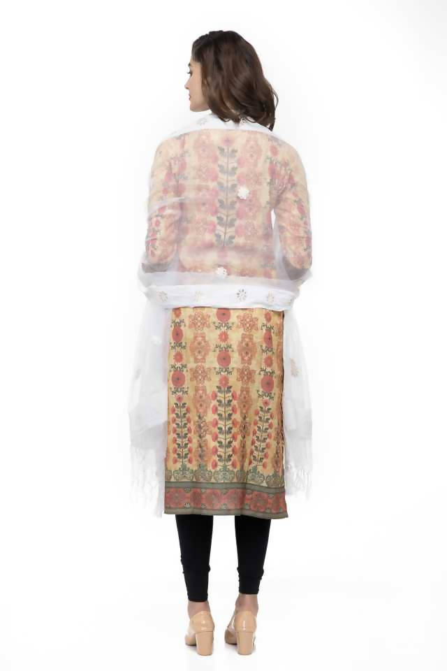 Mominos Fashion White Orgenza Gota Flower Dupatta | Grab2Buy