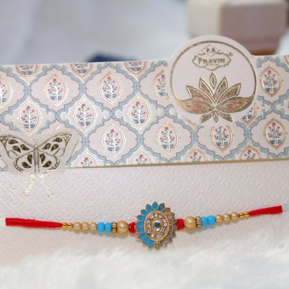 Indianvibez Designer Stone Rakhi With Colourful Beads | Grab2Buy