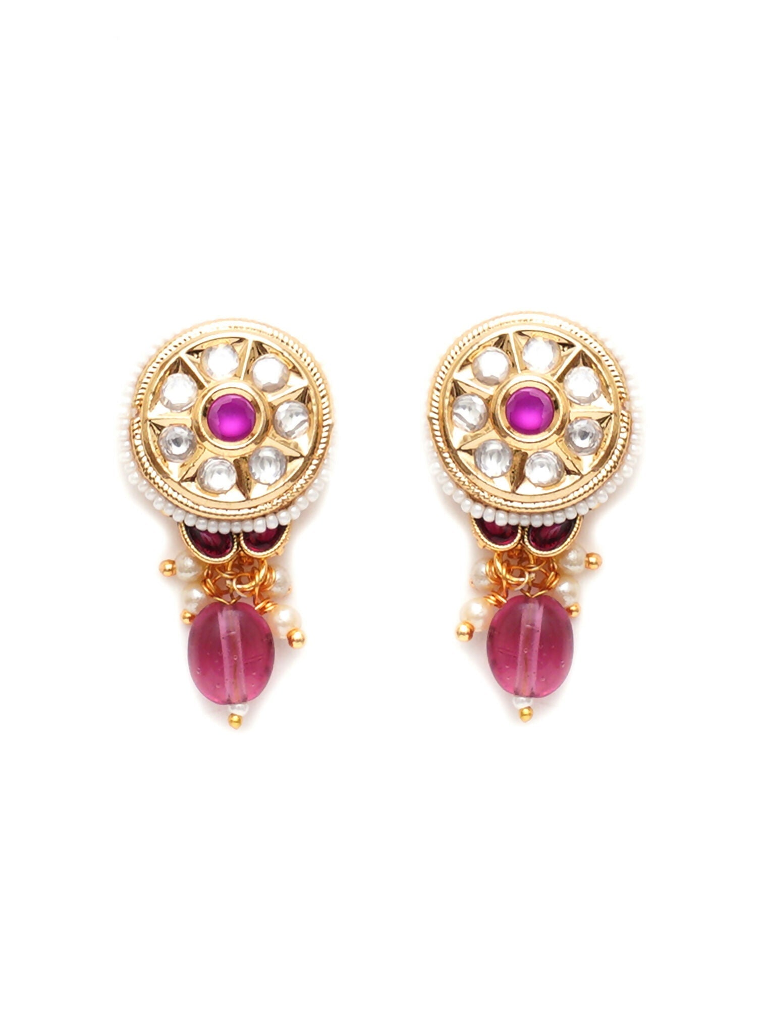Kundan Studs with Stones (Gold) - Ruby Raang | Grab2Buy