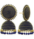 Mominos Fashion Joharkamal Gold-Polished Meenakari Jhumkas For Women & Girls (Blue) | Grab2Buy