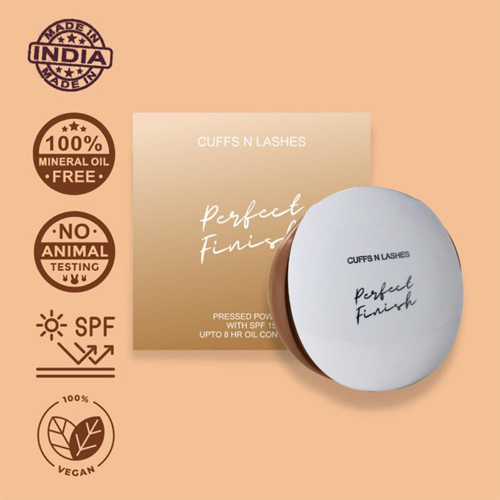 CUFFS N LASHES Perfect Finish Pressed Powder Compact With SPF 15 - 04 Golden Caramel | Grab2Buy