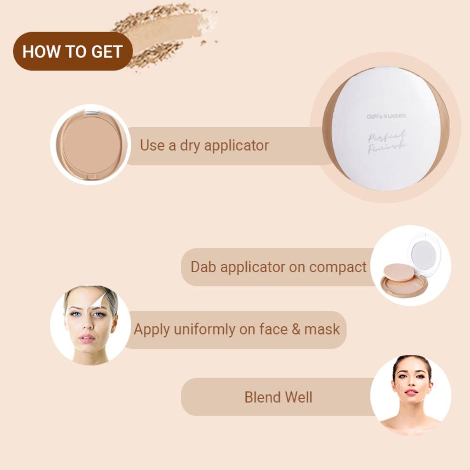 CUFFS N LASHES Perfect Finish Pressed Powder Compact With SPF 15 - 04 Golden Caramel | Grab2Buy