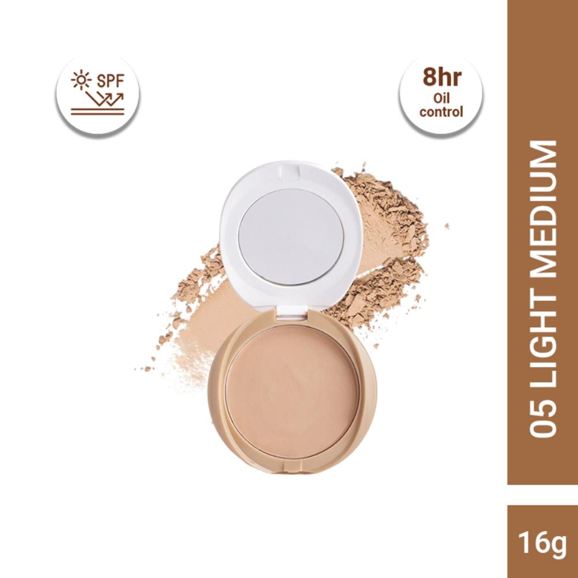 CUFFS N LASHES Perfect Finish Pressed Powder Compact With SPF 15 - 05 Light Medium | Grab2Buy