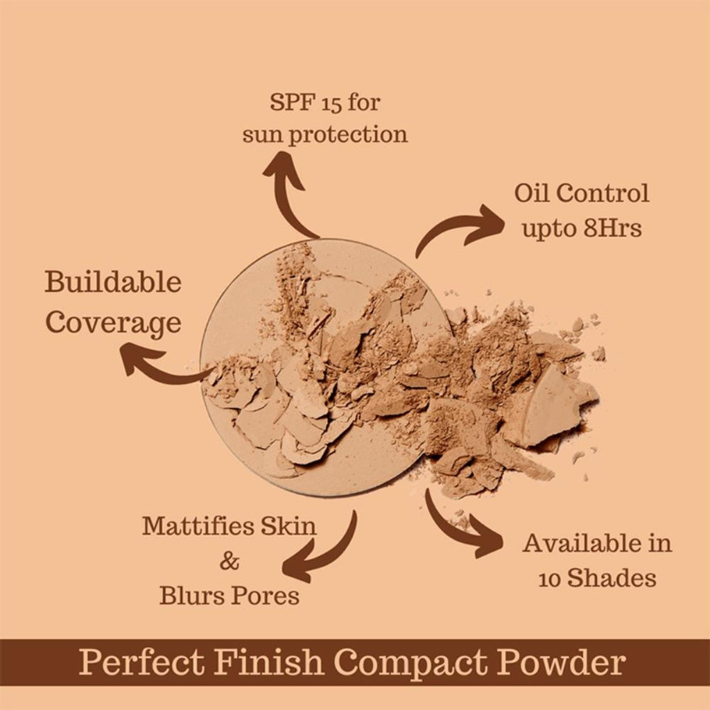 CUFFS N LASHES Perfect Finish Pressed Powder Compact With SPF 15 - 05 Light Medium | Grab2Buy
