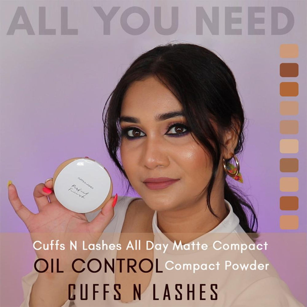 CUFFS N LASHES Perfect Finish Pressed Powder Compact With SPF 15 - 05 Light Medium | Grab2Buy